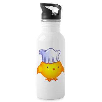 poussin cuisinier.png - Gourde avec paille intégrée - blanc - Droite