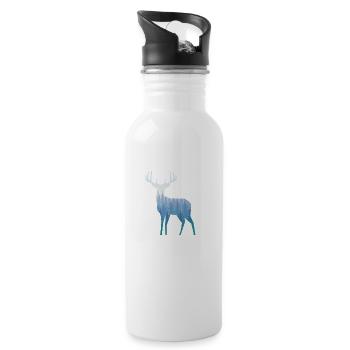 Elch Wald - Trinkflasche mit integriertem Trinkhalm - Weiß - Rechts