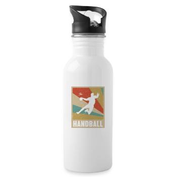 Handball Player Handball Player Coach Retro Gift - Water bottle with straw - white - Right