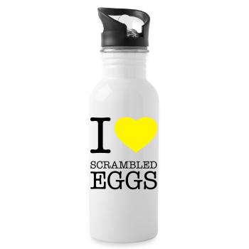 I LOVE SCRAMBLED EGGS Rührei - Trinkflasche mit integriertem Trinkhalm - Weiß - Rechts