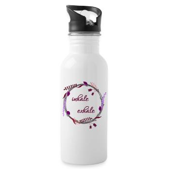 Inhale... Exhale... - Trinkflasche mit integriertem Trinkhalm - Weiß - Rechts