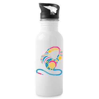 Headphones of patterns and stripes - Water bottle with straw - white - Right