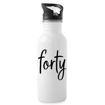 forty 40 Birthday Anniversary Gift - Water bottle with straw - white - Right