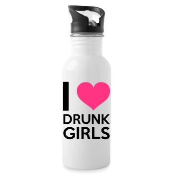 I Love Drunk Girls - Water bottle with straw - white - Right