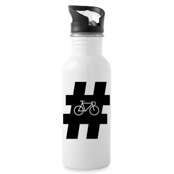 Hashtag Bike - Water bottle with straw - white - Right