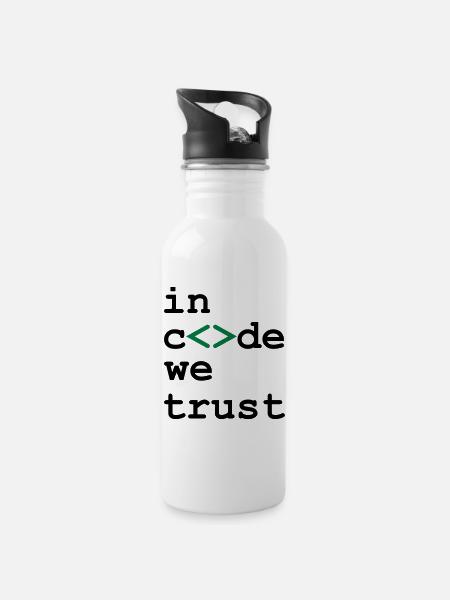 [ In code we trust ] - Water bottle with straw - white