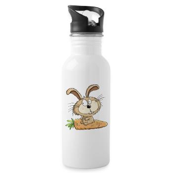 Hase Mit Möhre I Ostern I Osterhase Comic - Trinkflasche mit integriertem Trinkhalm - Weiß - Rechts