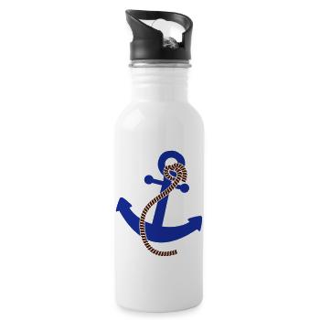 Anchor Logo - Water bottle with straw - white - Right