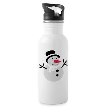schneemann winter schnee - Trinkflasche mit integriertem Trinkhalm - Weiß - Rechts
