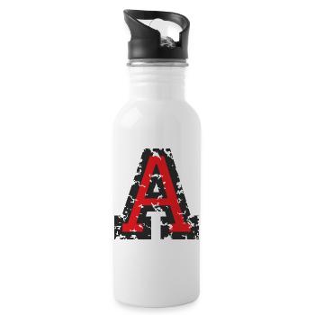 A (Vintage Rot) Buchstabe A - Trinkflasche mit integriertem Trinkhalm - Weiß - Rechts