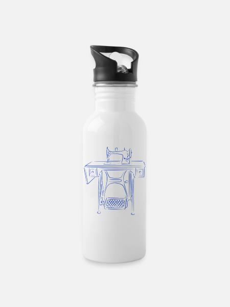 schneider handwerker naehmaschine - Trinkflasche mit integriertem Trinkhalm - Weiß