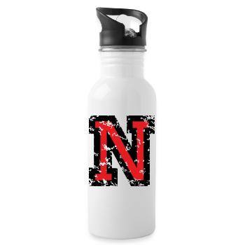 N (Vintage Rot) Buchstabe N - Trinkflasche mit integriertem Trinkhalm - Weiß - Rechts