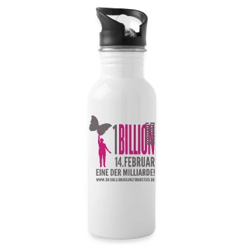 One Billion Rising "eine der Milliarde" - Trinkflasche mit integriertem Trinkhalm - Weiß - Rechts