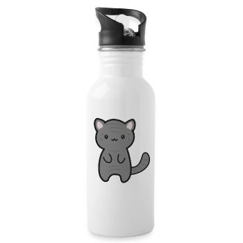 Tiger Katze - Trinkflasche mit integriertem Trinkhalm - Weiß - Rechts