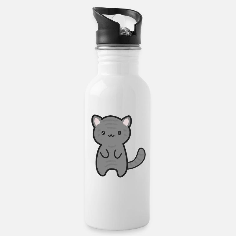 Chat tigre - Gourde avec paille intégrée - blanc