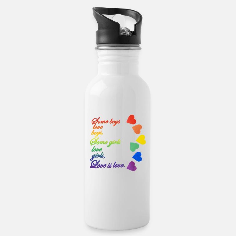 Ob lesbisch oder schwul, Liebe ist Liebe - Trinkflasche mit integriertem Trinkhalm - Weiß
