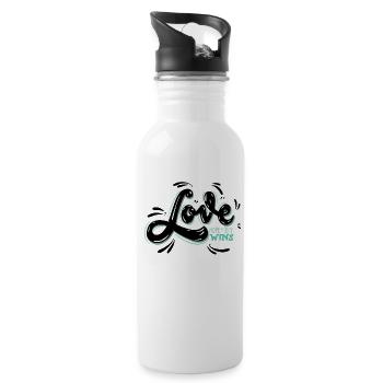 Love - Trinkflasche mit integriertem Trinkhalm - Weiß - Rechts