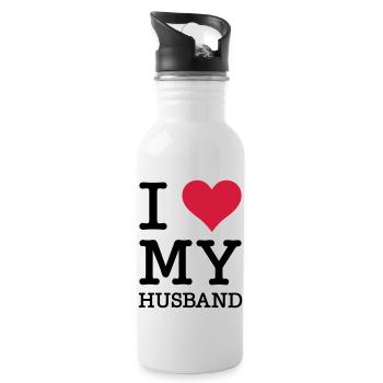 I Love My Husband - Trinkflasche mit integriertem Trinkhalm - Weiß - Rechts