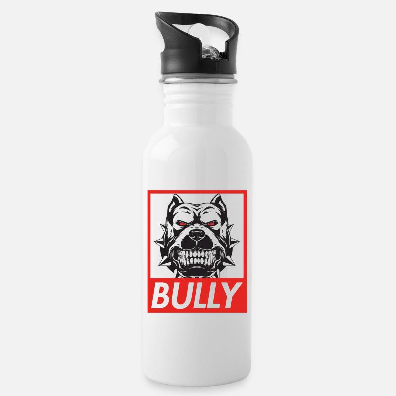 Bully Dog - Trinkflasche mit integriertem Trinkhalm - Weiß