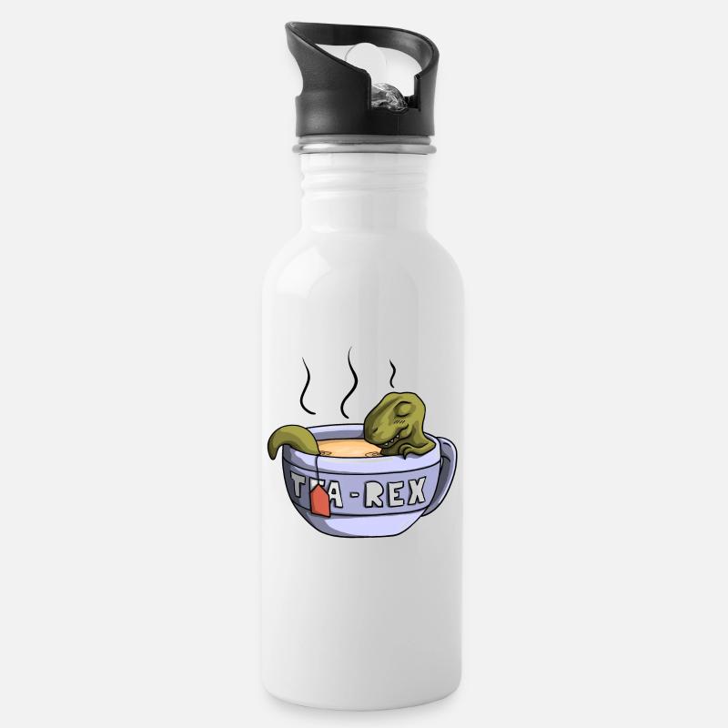 Tea-Rex - Trinkflasche mit integriertem Trinkhalm - Weiß