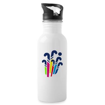 Bunte Hockeyschläger - Trinkflasche mit integriertem Trinkhalm - Weiß - Rechts