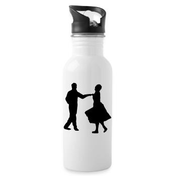 tanzen, tänzer - Trinkflasche mit integriertem Trinkhalm - Weiß - Rechts