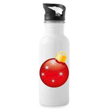 Smiley Christmas bauble - Water bottle with straw - white - Right
