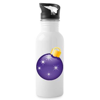 Smiley Christmas bauble - Water bottle with straw - white - Right
