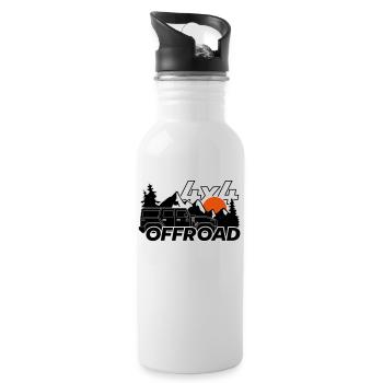 Offroad 4x4 Jeep logo - Water bottle with straw - white - Right