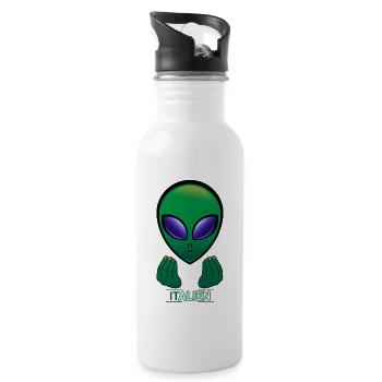Alien Italy, funny Italy holiday shirt - Water bottle with straw - white - Right