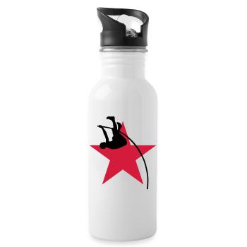Stabhochsprung Stabhochsprunger Sport Sportler - Trinkflasche mit integriertem Trinkhalm - Weiß - Rechts