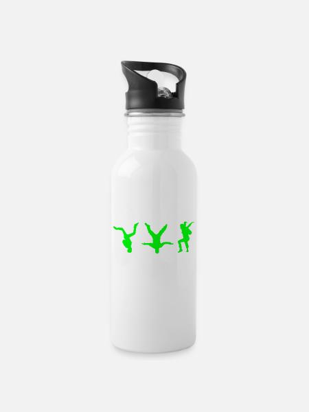 Skydive Freefly, Fallschirm, Fallschirmspringer - Trinkflasche mit integriertem Trinkhalm - Weiß