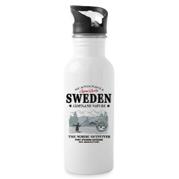 Sweden - Sverige - Schweden - Trinkflasche mit integriertem Trinkhalm - Weiß - Rechts