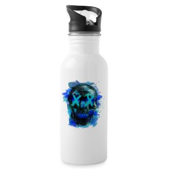 Blue Death (skull) - Water bottle with straw - white - Right