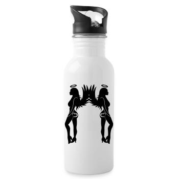 sexy_angel_woman_02 - Trinkflasche mit integriertem Trinkhalm - Weiß - Rechts