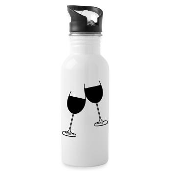 wein glas design - Trinkflasche mit integriertem Trinkhalm - Weiß - Rechts