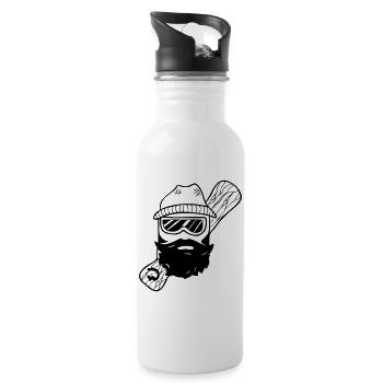 Bordure en bois barbue cool pour chemises et sweats à capuche - Gourde avec paille intégrée - blanc - Droite