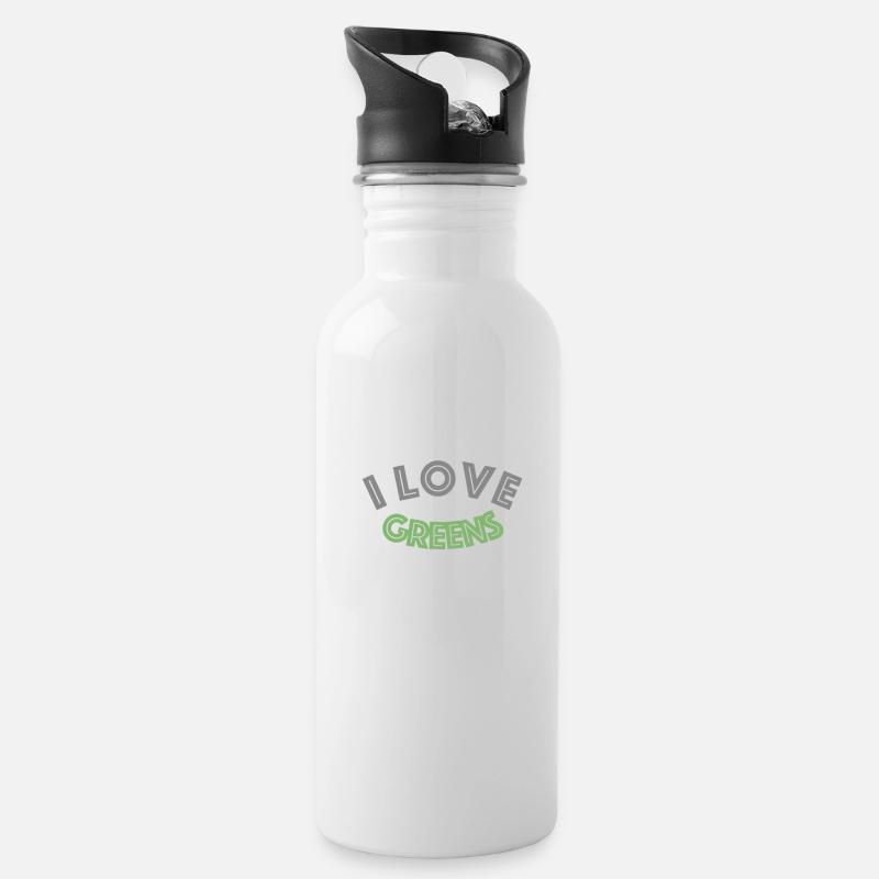 i love greens - Trinkflasche mit integriertem Trinkhalm - Weiß