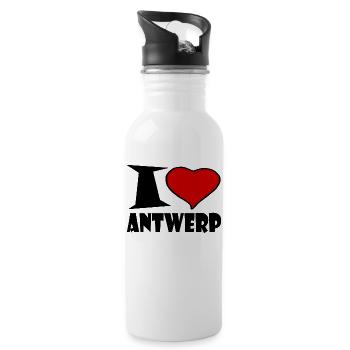I love Antwerp - Trinkflasche mit integriertem Trinkhalm - Weiß - Rechts