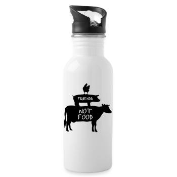 Vegan - Animals are Friends - Water bottle with straw - white - Right