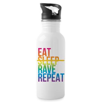 Rave - Eat sleep repeat3 - Trinkflasche mit integriertem Trinkhalm - Weiß - Rechts