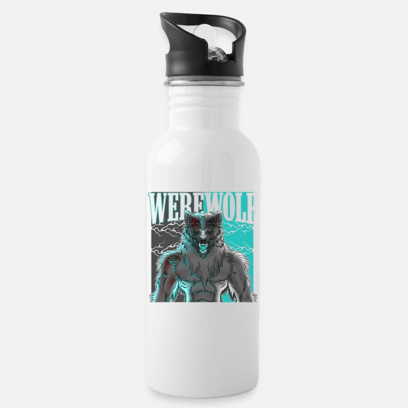Werewolf - Water bottle with straw - white