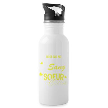 ma meilleure amie est ma soeur de coeur - Trinkflasche mit integriertem Trinkhalm - Weiß - Rechts