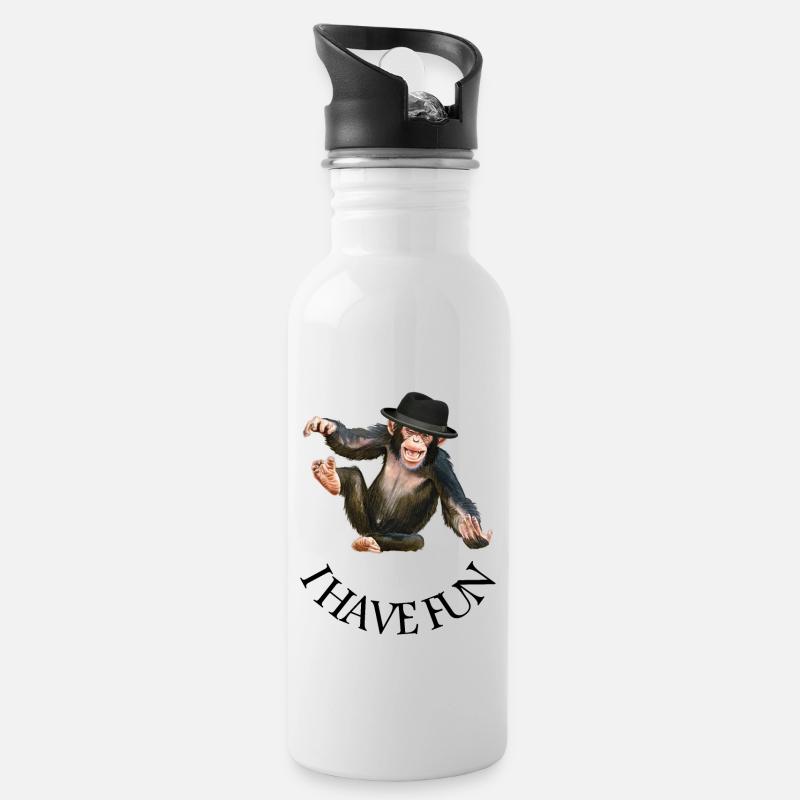 Visage de singe singe singe - Gourde avec paille intégrée - blanc