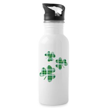 3 St. Patrick's Day Irish Tartan Kleeblätter - Trinkflasche mit integriertem Trinkhalm - Weiß - Rechts
