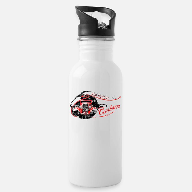 Hot Rod - Trinkflasche mit integriertem Trinkhalm - Weiß