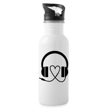Headphones Romantic Music - Water bottle with straw - white - Right