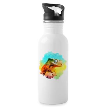 Crested Gecko Reptile Keeper Eidechse Aquarell Des - Trinkflasche mit integriertem Trinkhalm - Weiß - Rechts