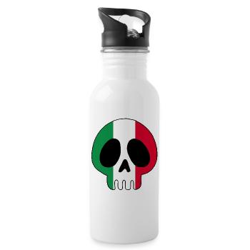 Skull tattoo italian flag - Water bottle with straw - white - Right