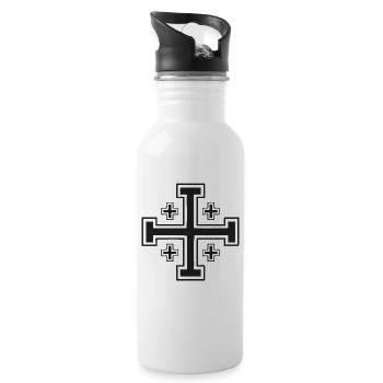 Jerusalem Cross - Water bottle with straw - white - Right
